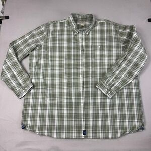 LL Bean Mens 3XL-Tall Plaid ButtonDown Texture Shirt Olive Green Traditional Fit